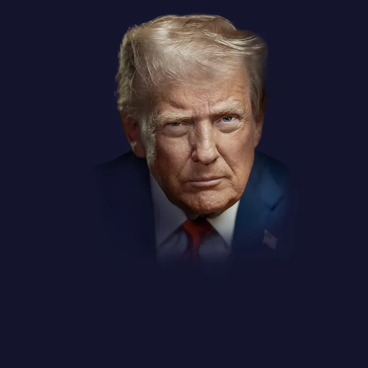 Man with crossed arms wearing a black Tether shirt standing confidently in front of a wall with Tether logos.