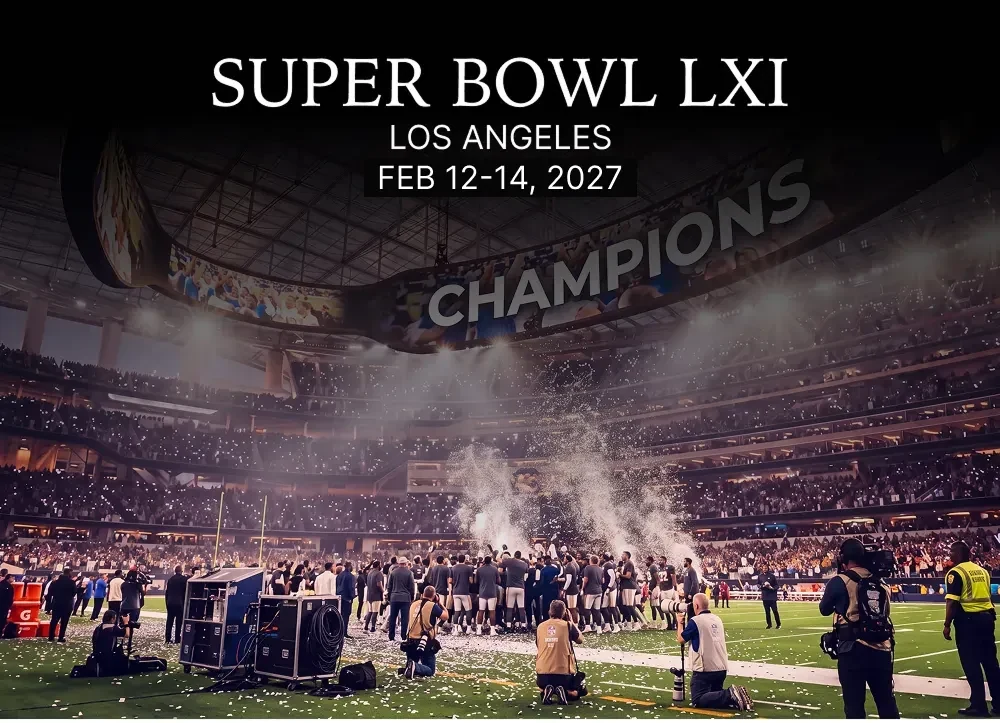 Super Bowl LXI championship celebration at SoFi Stadium, Los Angeles