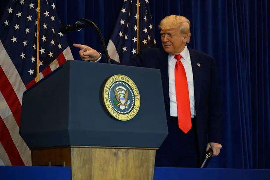 President Trump speaking at a past experience